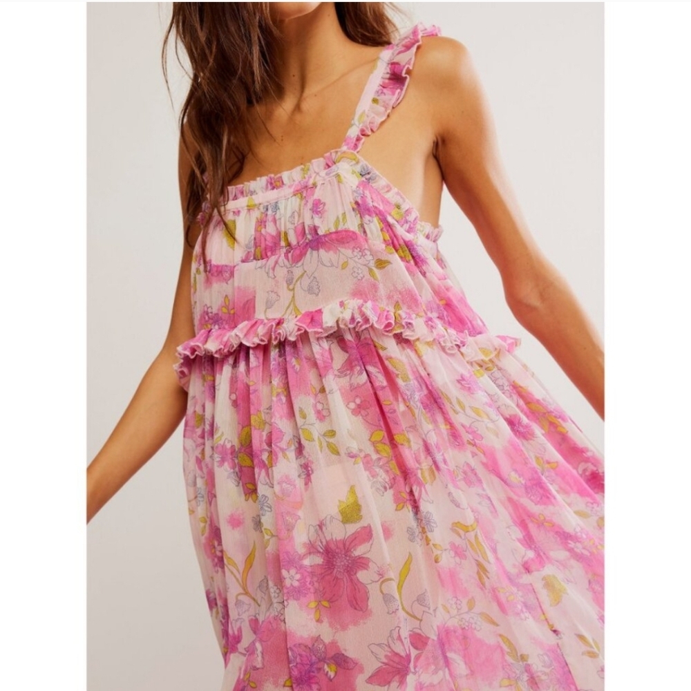 NWT Free People Moon Phase Printed Midi Slip Dress / Pop Combo / Size S - Picture 4 of 6